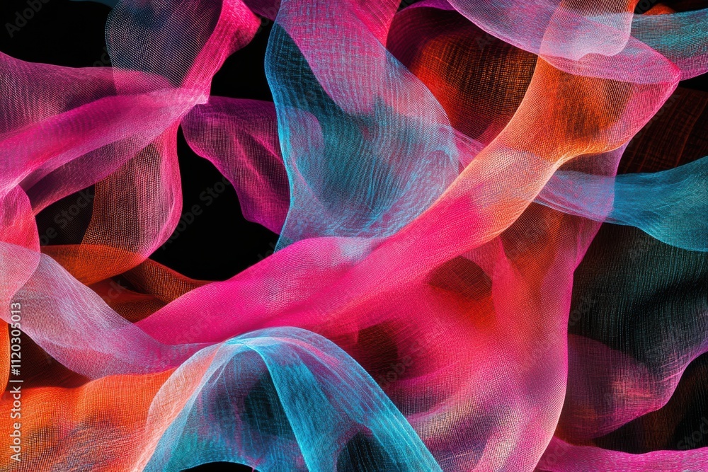 Poster a colorful, abstract design of a piece of fabric with a rainbow of colors. generative ai