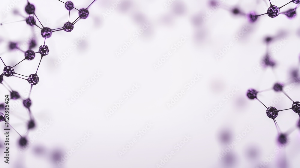 Aufkleber abstract molecular structure background with purple atoms and connections creating a scientific and 