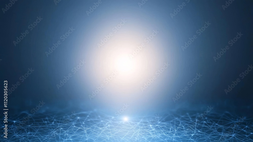 Aufkleber abstract blue background with glowing light and connected geometric lines creating a digital technol