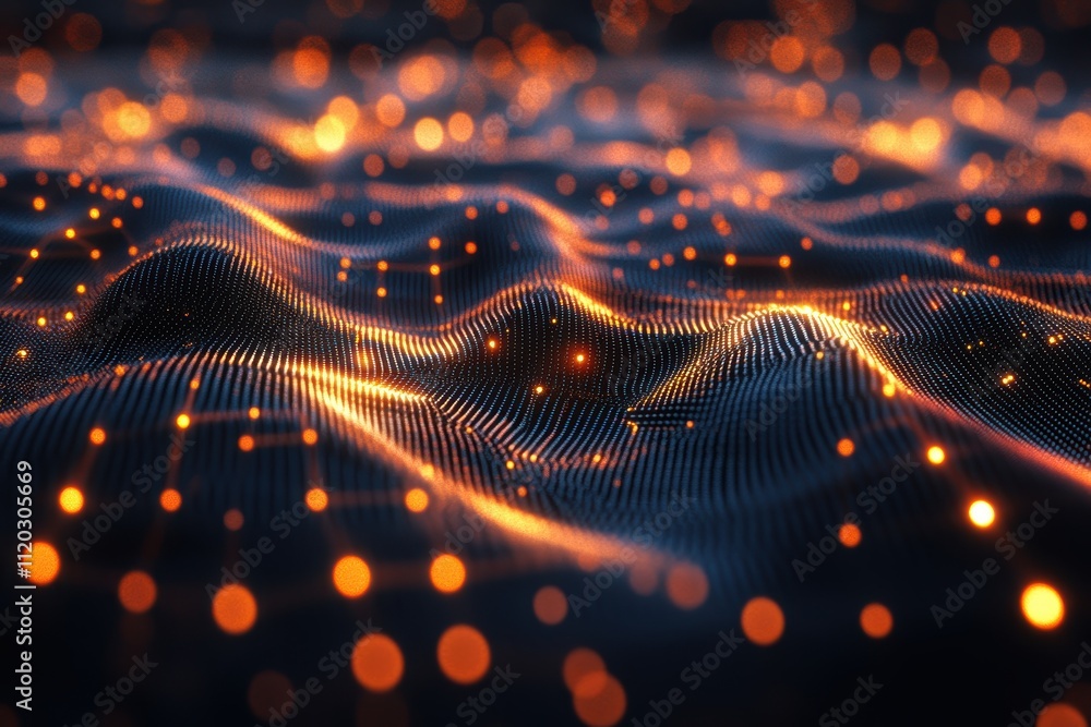 Poster the image is a close up of a black and orange wave. generative ai