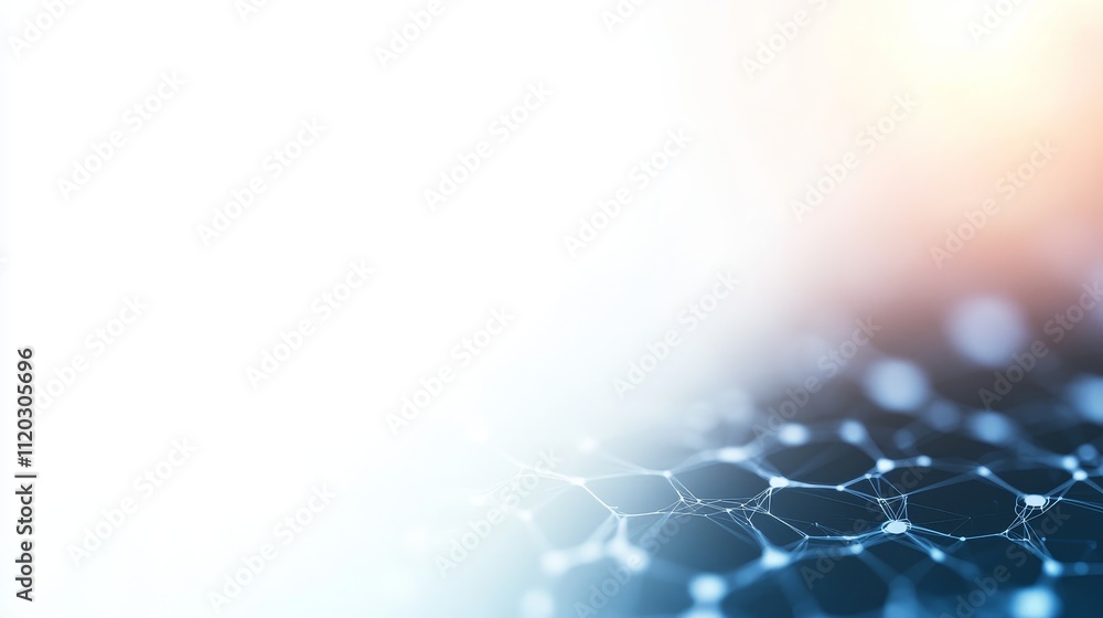 Poster abstract futuristic technology background with molecular structure 3d rendering in blue, white, and 