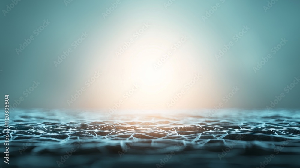 Poster Abstract close-up of water surface with shimmering light reflections and intricate patterns creating a tranquil atmosphere