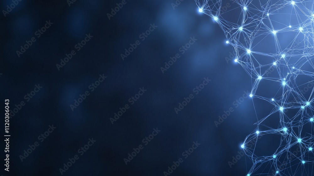 Poster abstract concept of digital connection flowing in blue light representing technology and data networ