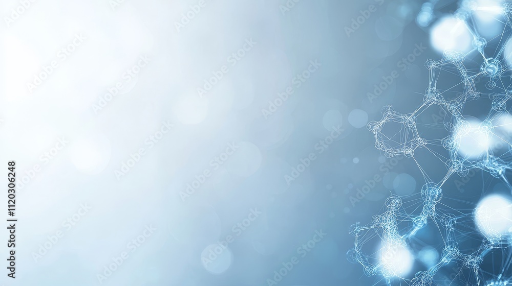 Poster abstract technology background with molecular structure and bokeh effect for scientific and digital 