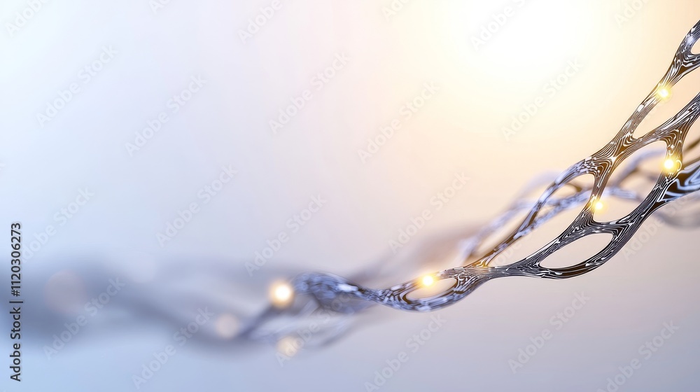 Poster Abstract Curved Metal Wire with Soft Light Creating Elegant Flowing Motion in a Minimalist Setting