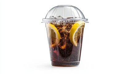 A glass of iced tea with a slice of lemon on top