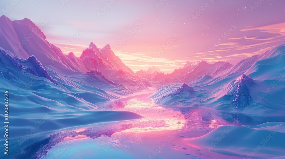 Aufkleber a beautiful mountain range with a river running through it. generative ai