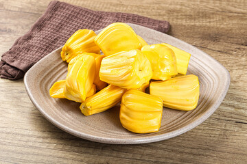 Raw ripe yellow jackfruit segment