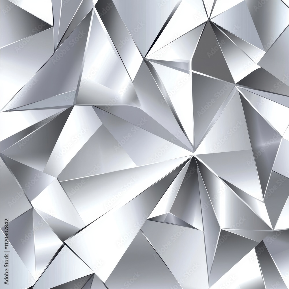 Aufkleber a silver and white abstract design with triangles and squares. generative ai