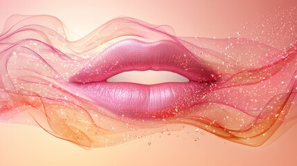 Fototapeta premium A close up of a woman's lips with water droplets