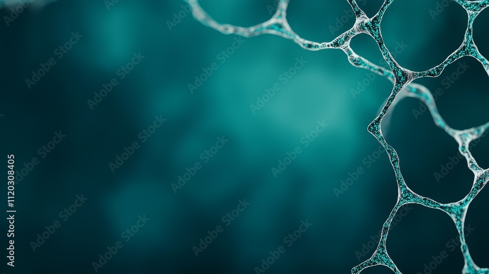 Poster abstract close-up of soap bubbles with delicate mesh structure against a soft aqua gradient backgrou