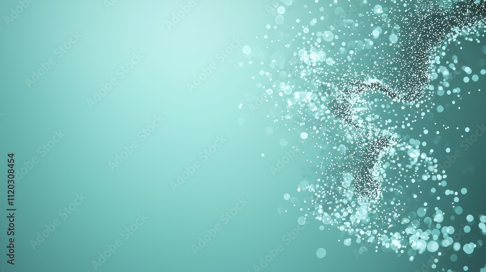 Poster sparkling turquoise background with dynamic bokeh patterns creating a dreamy and ethereal atmosphere