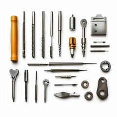 Precision metal tools arranged neatly.