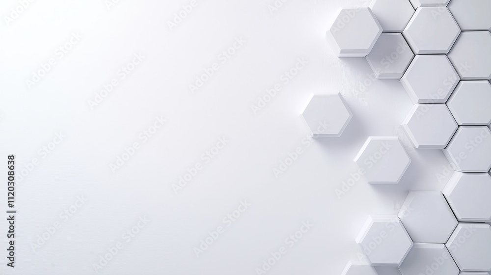 Poster white hexagonal shapes on a minimalistic background creating a modern geometric design in a clean ae