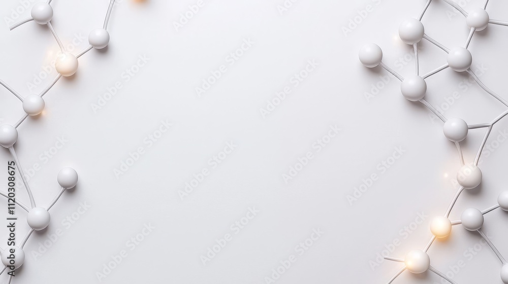 Poster abstract molecular structure background with white nodes and connecting lines for scientific and edu