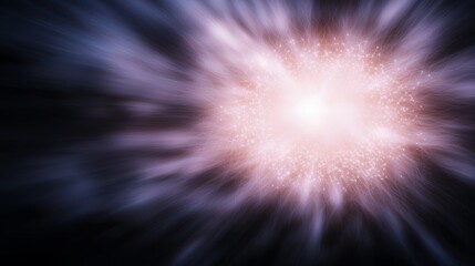 Abstract cosmic explosion of light with swirling particles in a dark space background