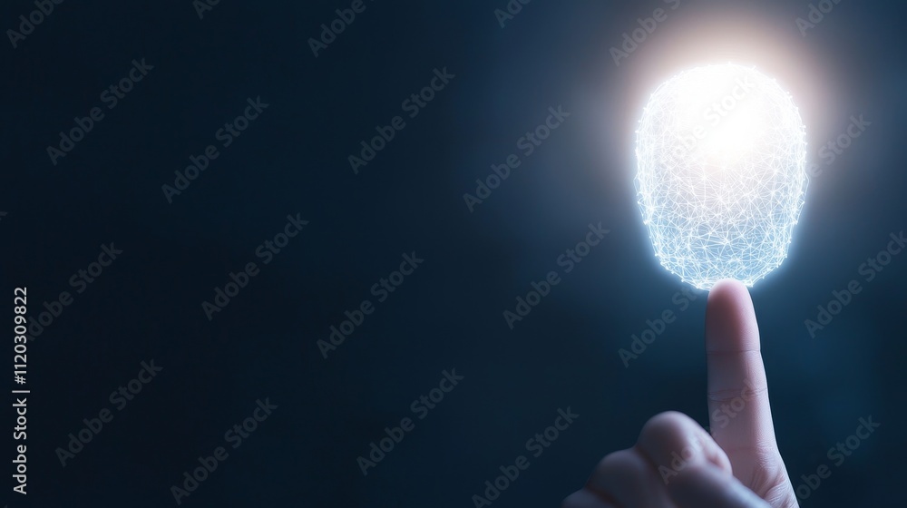 Poster digital fingerprint concept representing cybersecurity, biometric technology, and modern identity ve