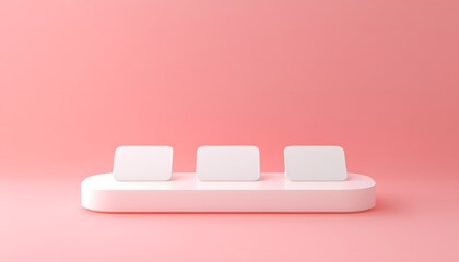 Minimalist Pink Background with Three White Placeholders
