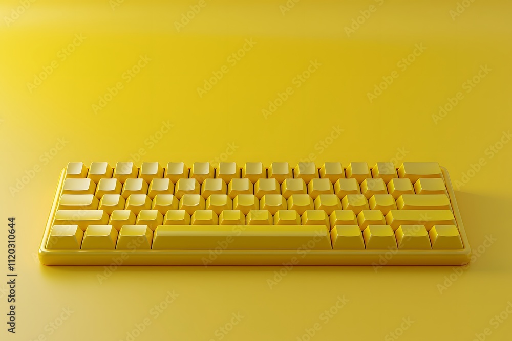 Poster bright yellow keyboard on a matching background