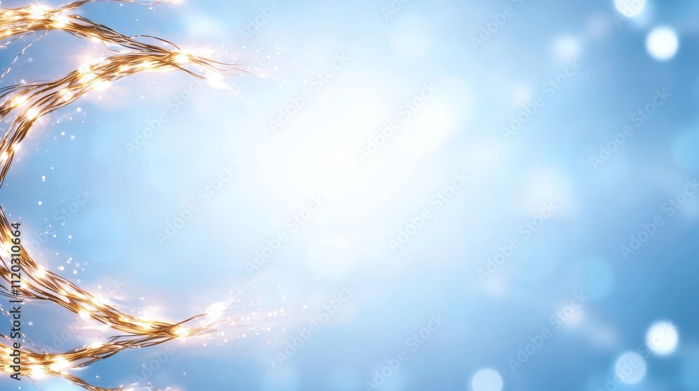 Poster bright and sparkling fairy lights on a soft blue background creating a magical atmosphere ideal for 