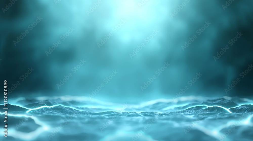 Poster ethereal aqua wave texture with glowing ripples and mysterious ambient light for background or desig
