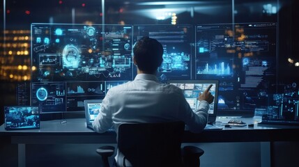 Modern Digital Workspace with Worker Using Technology