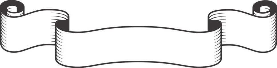 Classic vintage ribbon banner scroll drawing unrolling to reveal a blank space perfect for adding custom text or design elements, presented in versatile vector format