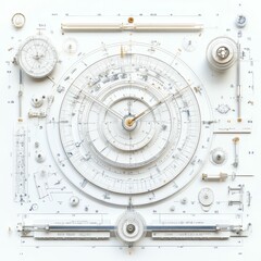 Complex clockwork mechanism blueprint.
