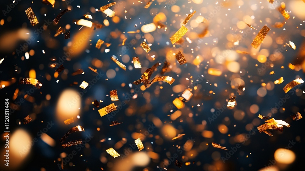 Aufkleber a shimmering background filled with golden particles floating in the air, creating a festive and mag
