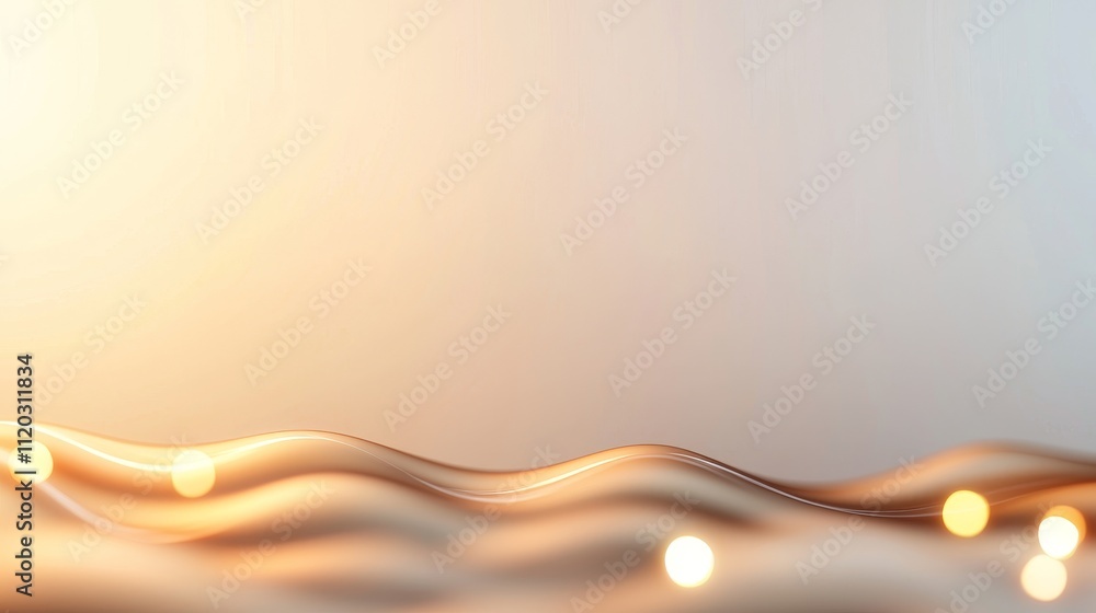 Aufkleber soft flowing waves with glowing light spots on a gradient background for abstract or artistic projec