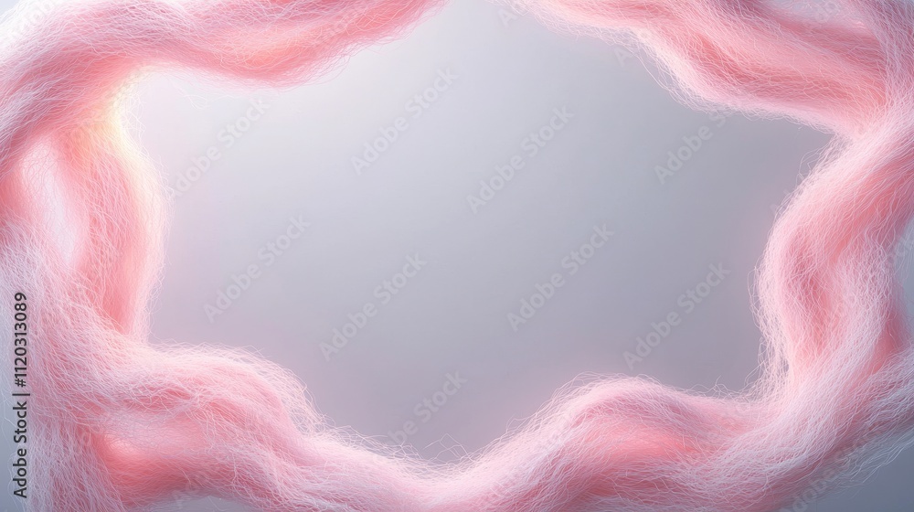 Poster soft pink fiber frame with smooth gradient background for creative design projects and artistic pres