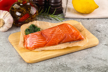 Piece of cut salmon fillet