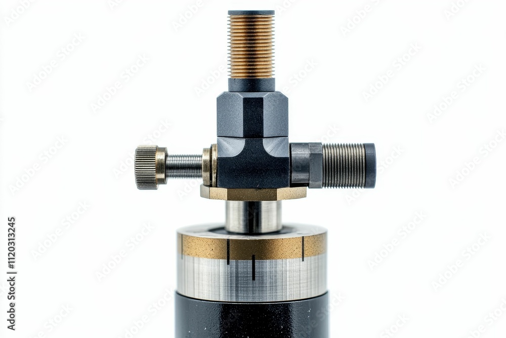 Poster precision metallic device with threaded connectors.