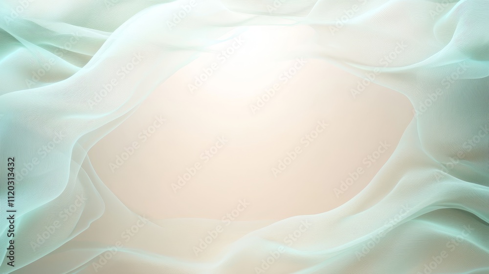 Poster ethereal light background with flowing fabric texture and subtle hues for artistic and design projec