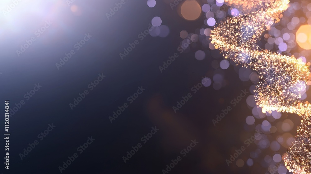 Poster glowing abstract background with spiraling light particles and bokeh effects for creative designs an