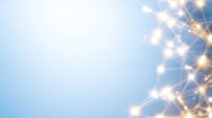 Abstract digital background with glowing nodes and lines on a soft blue backdrop for technology or network themes