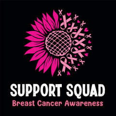 support squad sunflower breast cancer awareness pink ribbon