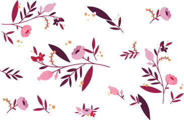 Fototapeta premium Seamless pattern. Background. Flowers, leaves. Flyer background design, advertising background, fabric, clothes, texture, textile pattern.