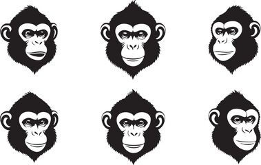 Jungle-Inspired Monkey Head Graphics for Logo Design
