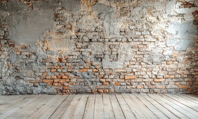 Rustic Brick Wall and Wooden Floor Interior Design Background