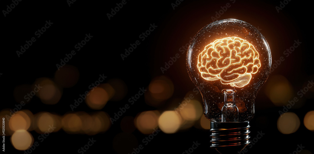 Aufkleber the light bulb with a glowing brain inside symbolizes the concept of artificial intelligence and inn