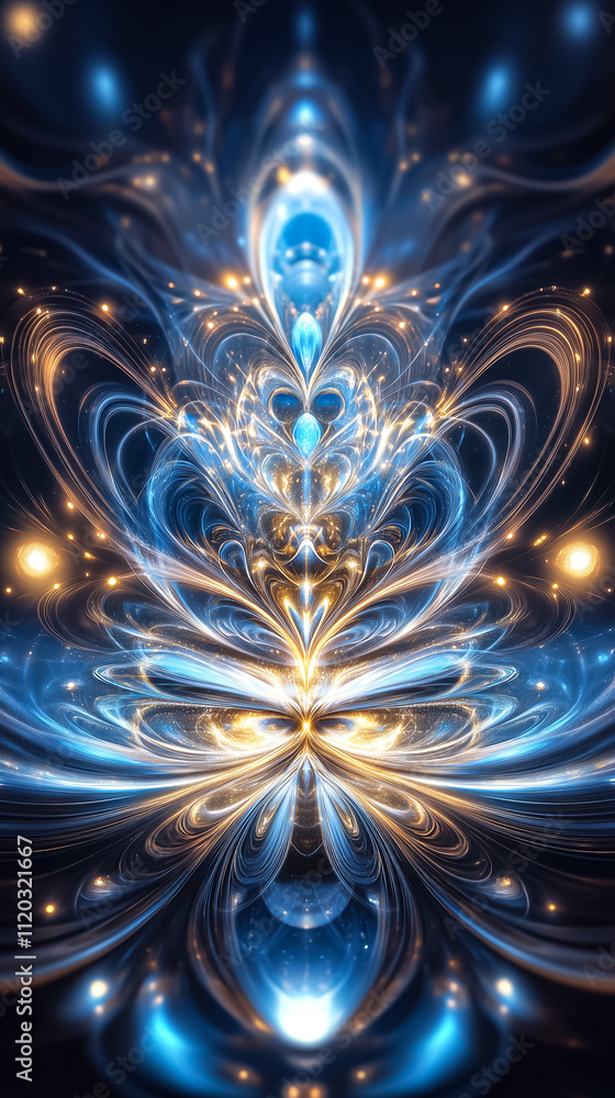 Poster abstract digital art features glowing scales and swirling patterns for a captivating visual experien