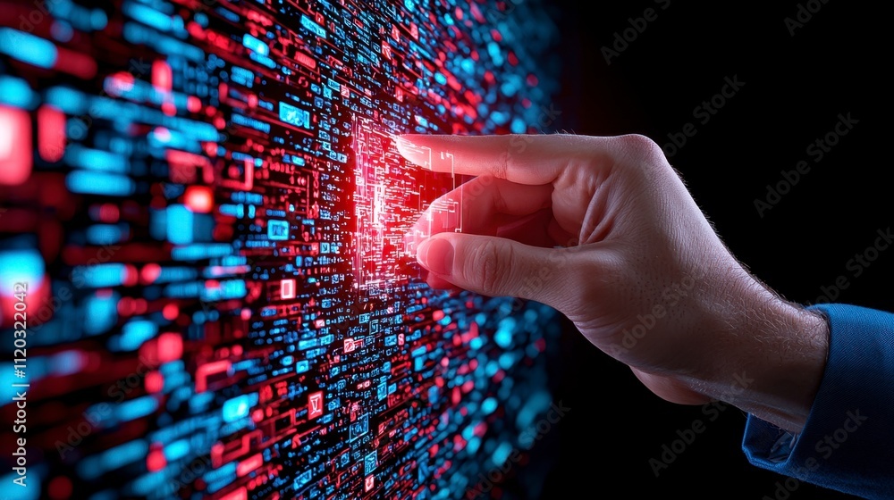 Poster innovative data interaction virtual environment digital technology futuristic perspective user engag