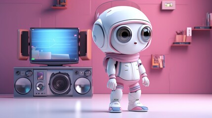 Naklejka premium A photo of a 3D character with a sleek and modern smart gadget