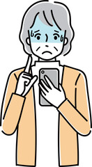 スマホを操作して困っているシニア