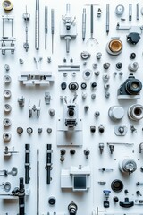 Obraz premium Organized scientific instruments, tools, and equipment.