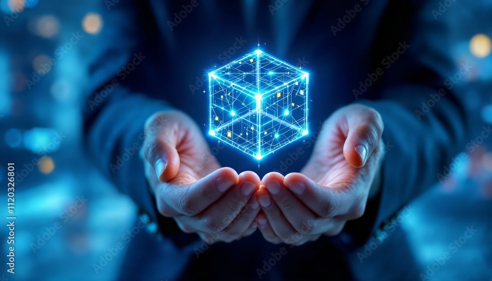 Poster innovative technology showcase 3d digital space visualization in a futuristic setting