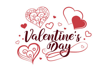 festive valentine's day illustration with swirling heart motifs and stylish text ideal for creating a charming and heartfelt atmosphere in valentine's day designs and crafts