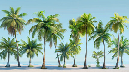 Fototapeta premium Cocos nucifera and Phoenix canariensis trees, collection with a realistic style.