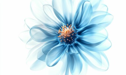 Obraz premium Abstract blue flower, translucent petals, soft focus.